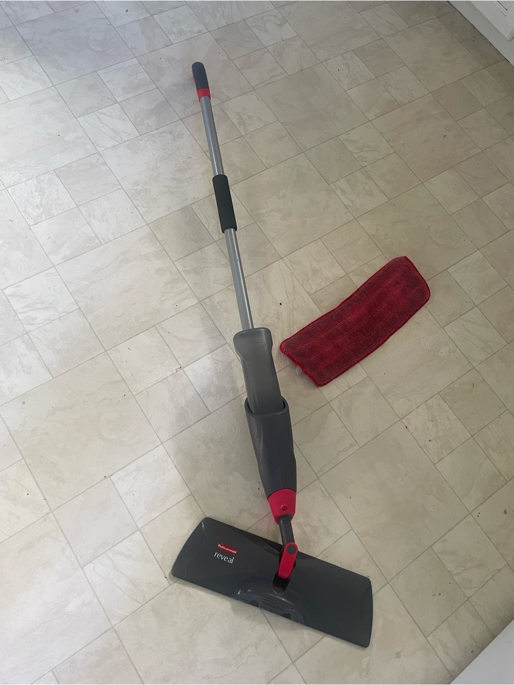 Spray Mop with Red Microfiber Pad - Home Bath Rubbermaid Reveal